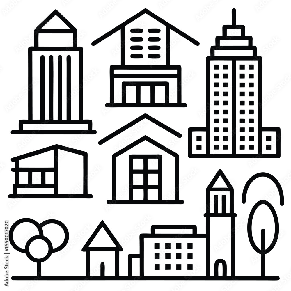 Obraz premium Building house line art vector design