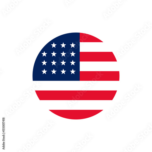 USA flag round icon isolated on white background vector design