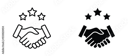 Handshake with stars icon.