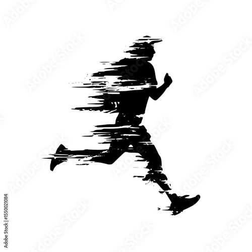 an image of a soccer player running and kicking the ball ball, image, man, run, silhouette, soccer player , Generative art.