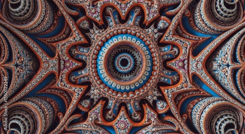 Intricate concentric floral pattern design evokes an ornate, handcrafted texture and depth