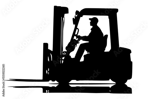 a black silhouette of a forklift on a white background black, man, silhouette , Generative art.