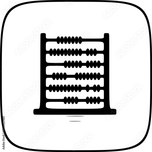 an icon of an abacus in a square frame black, frame, icon, illustration, square , Generative art.