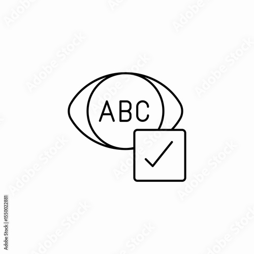 eye abc checked icon sign vector
