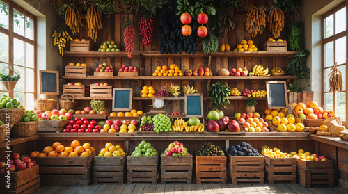 Fruit and Berry Shop with Products on Display