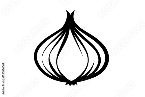 a black and white illustration of an onion black, garlic, icon, illustration, onion, silhouette , Generative art.