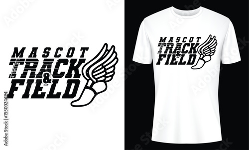Mascot Track and Field Athletic TShirt Design with Winged Foot Logo perfect for team apparel