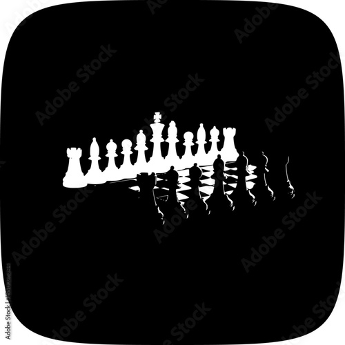 a black and white icon of a game of chess black, chess, game, icon, silhouette , Generative art.