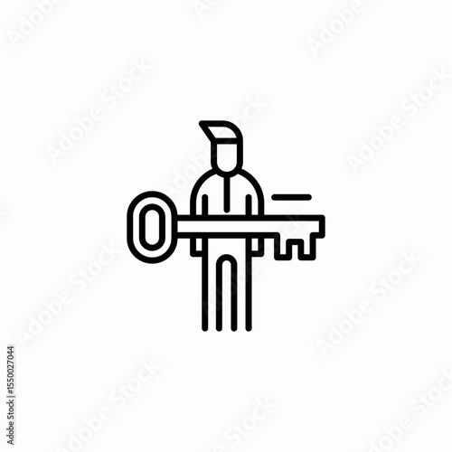 person holding key icon sign vector