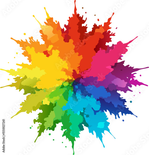 colorful rainbow holi paint color powder explosion isolated white wide panorama background
