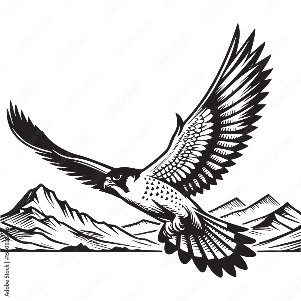 Obraz premium Peregrine Falcon Soaring Over Desert