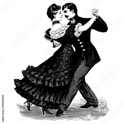 a drawing of a man and woman dancing a dance couple, dance, dancer, drawing, illustration, man, woman , Generative art.