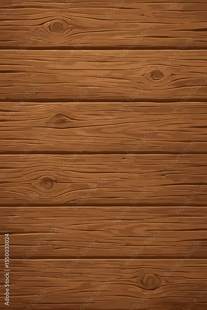Fototapeta premium Rustic wooden texture background with horizontal planks. Natural brown wood grain pattern with knots. Detailed timber board surface for floor, wall, or table top design concept.