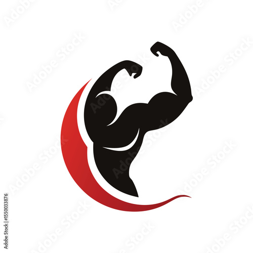 silhouette biceps and flex pose gym logo