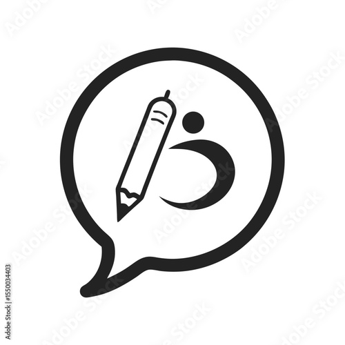 silhouette blog content bubble and pencil logo
