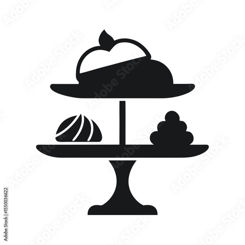 cake stand and pastries doodle logo