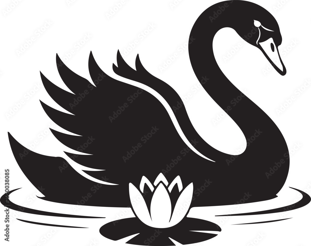 Obraz premium Swan Silhouette vector illustration