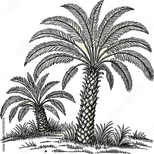Elegant Palm Tree Illustration Vintage Botanical Art Print
