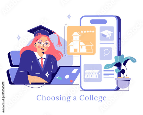 College Choise. Flat Vector Illustration