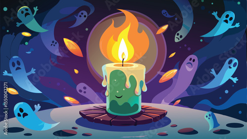 Candle flame glowing warmly in the dark, a festive symbol of light and celebration