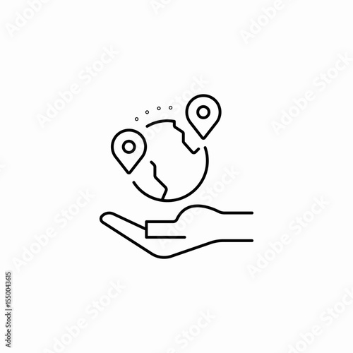 hand holding globe icon sign vector