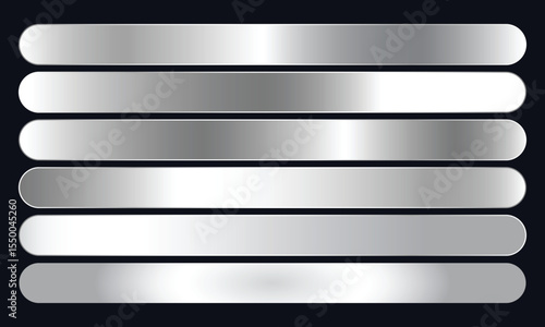 Silver Gradient | Premium Metallic Silver Gradient Stripe | Silver Chrome Gradient Stripes Swatch Set | silver color palette | White Silver Gradient | Silver Luxury Gradient
