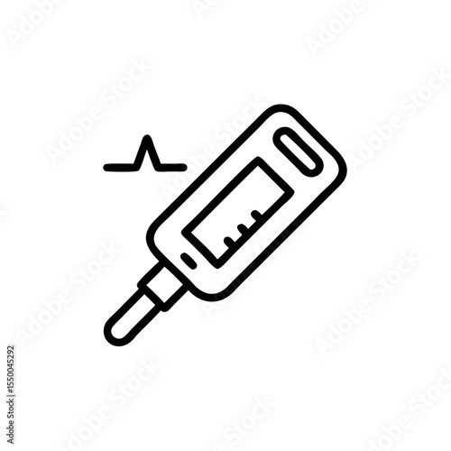 Handdrawn Line Art of a Digital Blood Glucose Meter with Heartbeat Graph lineart