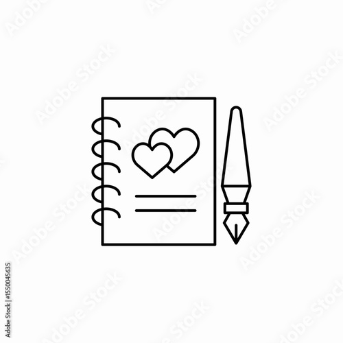 love diary pen icon sign vector