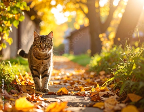 cat in autumn forest