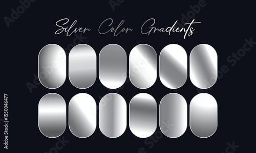 Silver Gradient | Premium Metallic Silver Gradient Stripe | Silver Chrome Gradient Stripes Swatch Set | silver color palette | White Silver Gradient | Silver Luxury Gradient