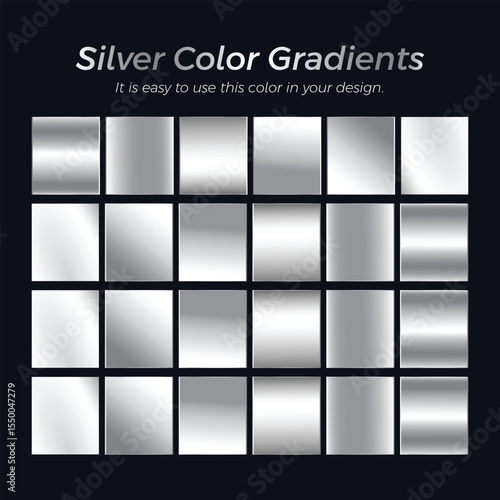 Silver Gradient | Premium Metallic Silver Gradient Stripe | Silver Chrome Gradient Stripes Swatch Set | silver color palette | White Silver Gradient | Silver Luxury Gradient