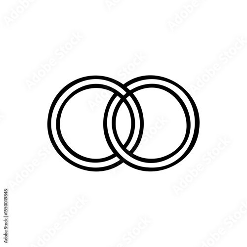 Intertwined Double Circles Handdrawn Line Art Wedding Rings Symbol vector