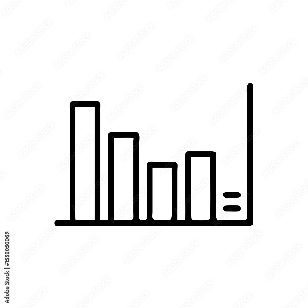 Handdrawn Bar Graph Chart Showing Decreasing Data Trend Simple Line Art decrease Handdrawn Bar Graph Chart Showing Decreasing Data Trend Simple Line Art decrease