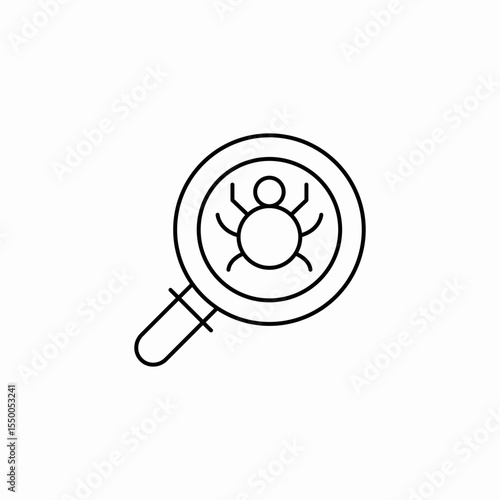 magnifying glass bug icon sign vector