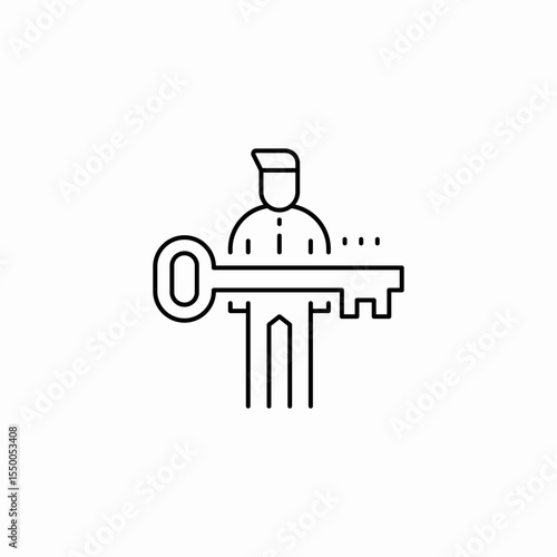 man holding key icon sign vector