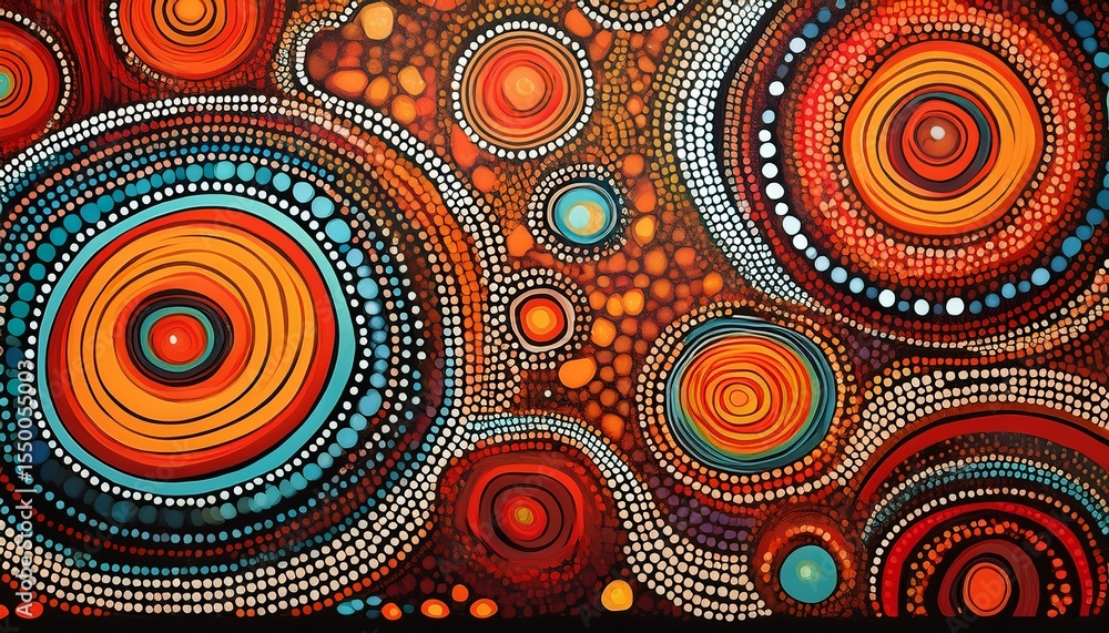 Fototapeta premium an illustration based on aboriginal style of dot painting ai generative art
