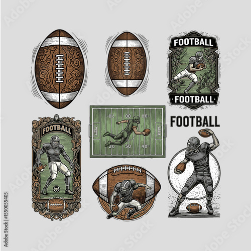 American Football Emblem icon logo flat vector design
