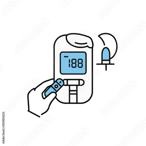 Blood glucose meter reading 188.
