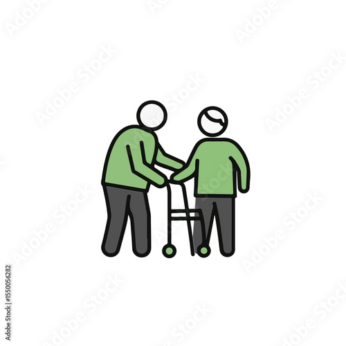 Caring gesture of helping an elderly individual.