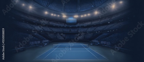 Tennis arena at night