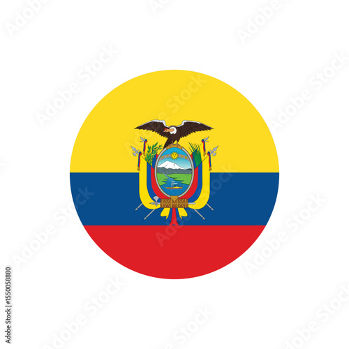Ecuador Flag Button, Round Ecuador flag icon, Ecuador flag badge Vector