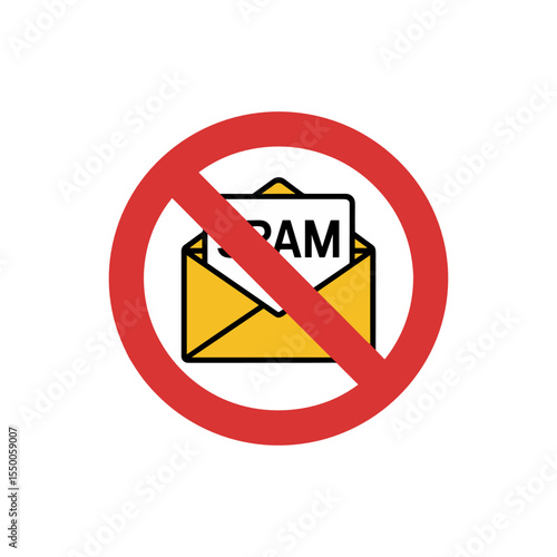 Stop Spam: A bold visual symbol against unwanted electronic messages. An envelope bearing the word "SPAM" is encased within a red prohibition circle.
