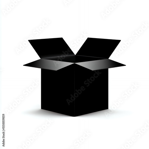 Open Cardboard Box Silhouette Centered Against a Plain Background