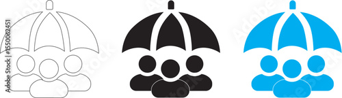 Insurance Concept Illustration. Umbrella icon that protects everyone