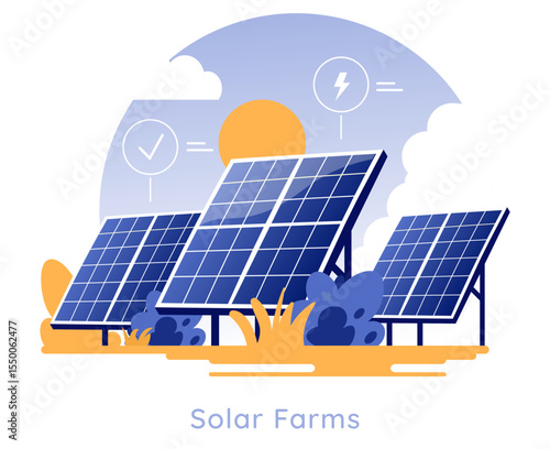 Solar Power. Flat Vector Illustration