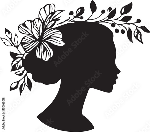 woman silhouette with flowers