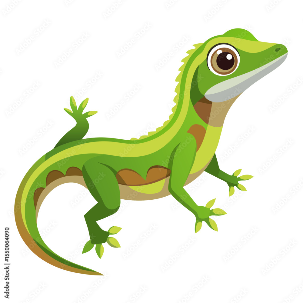 Naklejka premium green lizard isolated on white