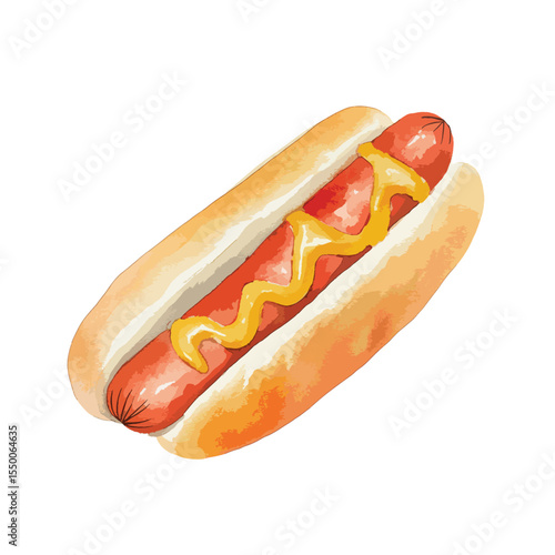 watercolor illustration of Hot Dog clipart isolated