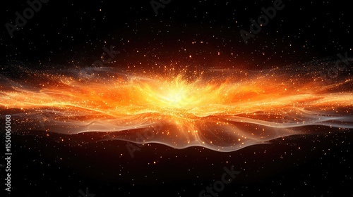 Abstract fiery nebula across a dark cosmic expanse.