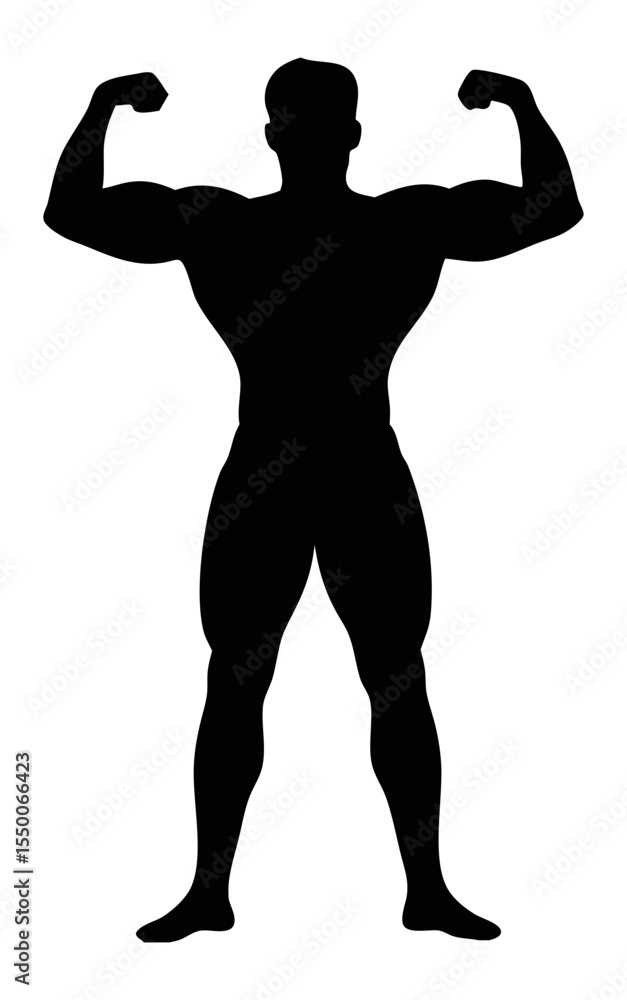 Fototapeta premium Bodybuilder silhouette vector image for fitness gym workout and muscle building exercise training